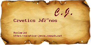 Czvetics János névjegykártya